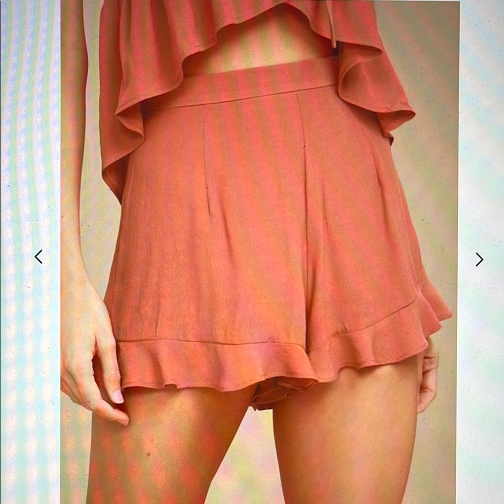 Lulu's Frill Seeker Rusty Rose Shorts